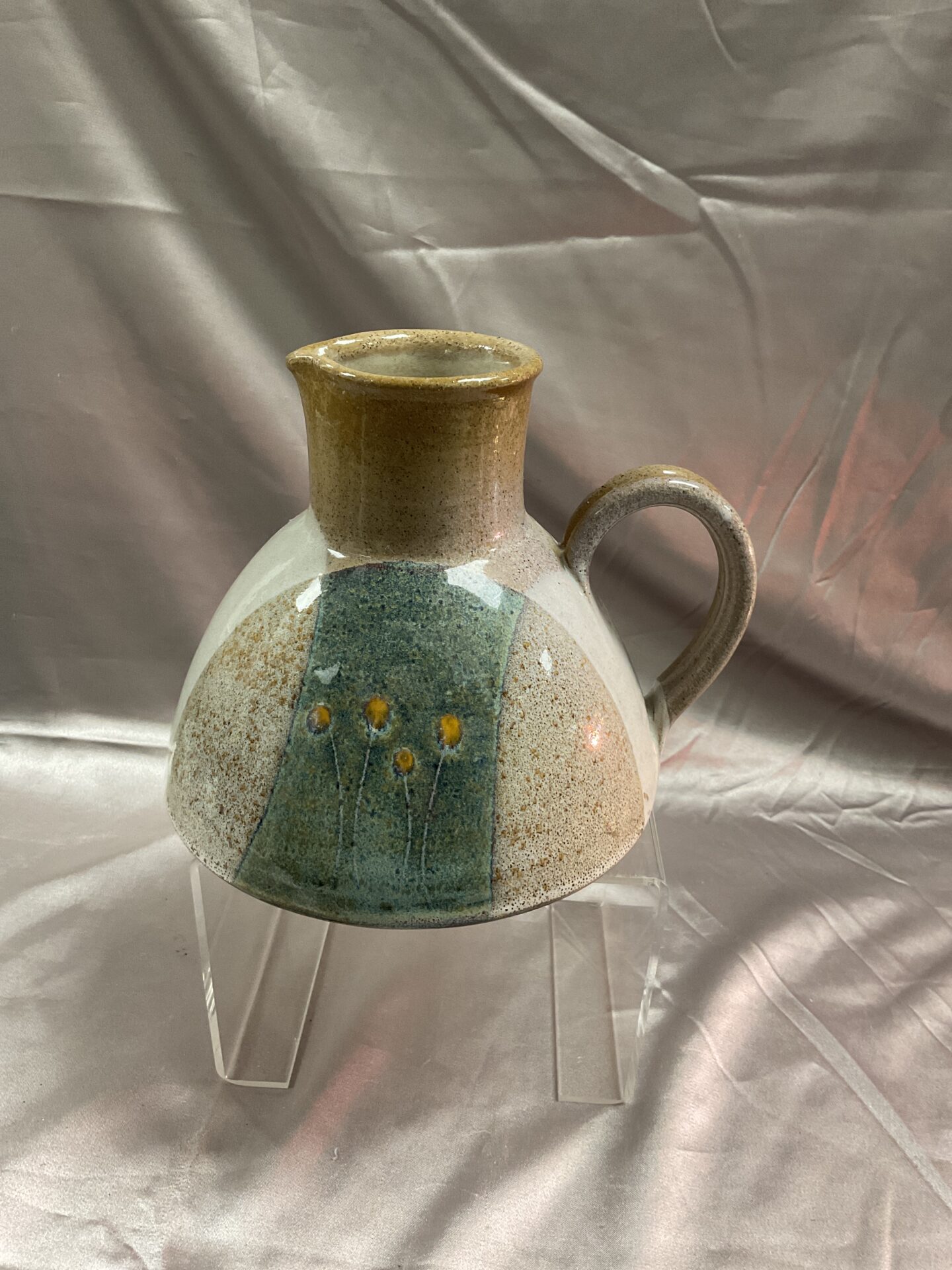 866 Studio pottery 6”conical jug marked cp