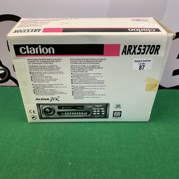 Vintage Clarion ARX5370R car stereo tape deck in used condition.