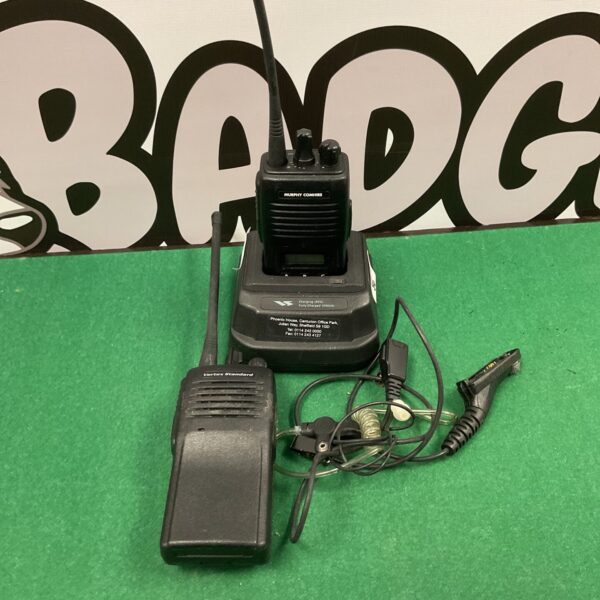 Vertex Standard walkie talkies and Murphy Comhire charger in used condition.