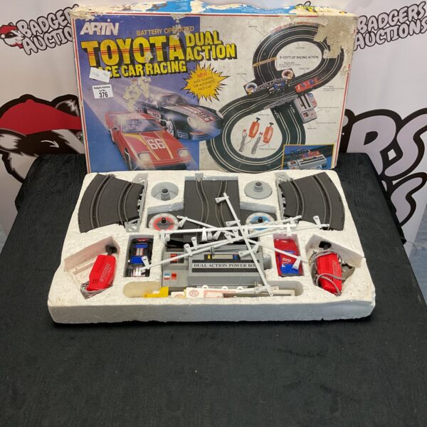 Vintage Artin Toyota Dual Action Race Car Racing set