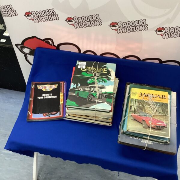 Collection of car, motorbike and bus books
