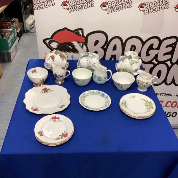 Vintage bone china tea sets from Wedgwood, Tuscany and Gladstone.