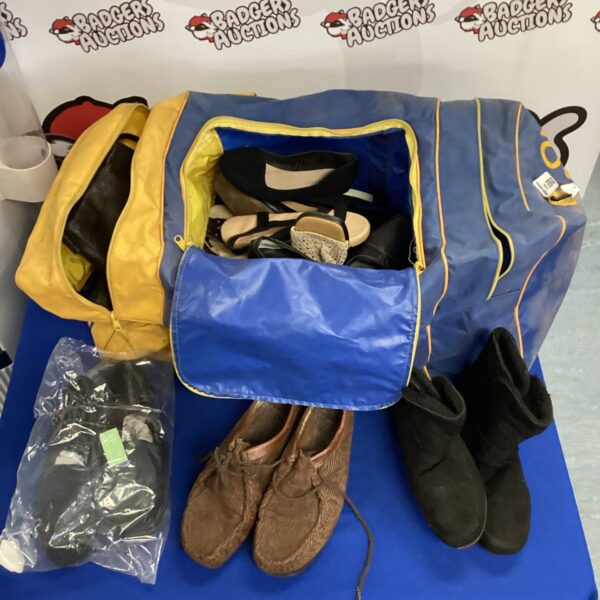 Sparco shoe bag filled with various racing shoes and footwear.