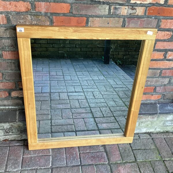 Vintage oak framed mirror, 36x36 inches, for home decor.