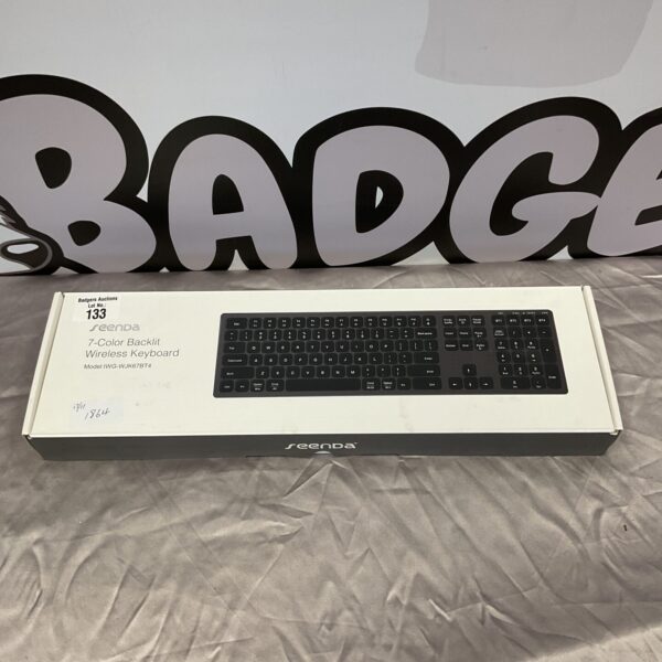 Seenda wireless keyboard with seven colour backlighting in box.