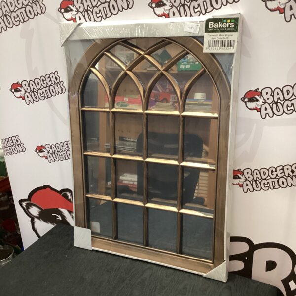 Bakers Tamworth copper mirror with window effect design.