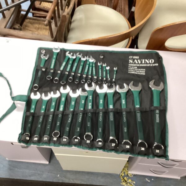 Vintage Savino combination spanner set CT0985 with chrome finish.