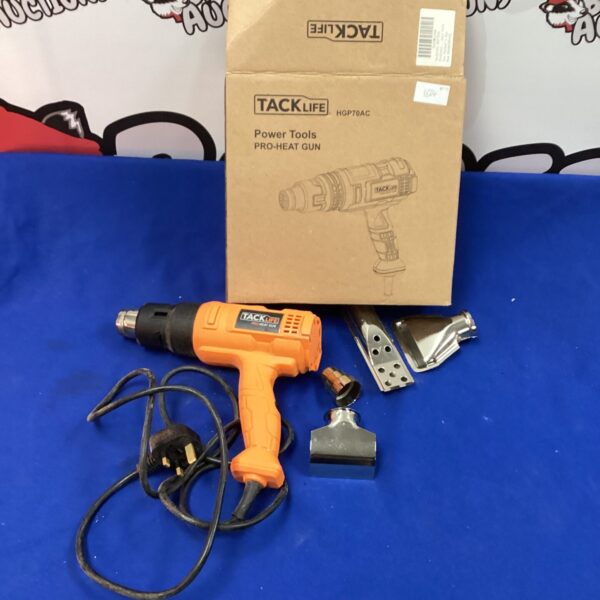Tacklife heat gun kit with nozzles and accessories.