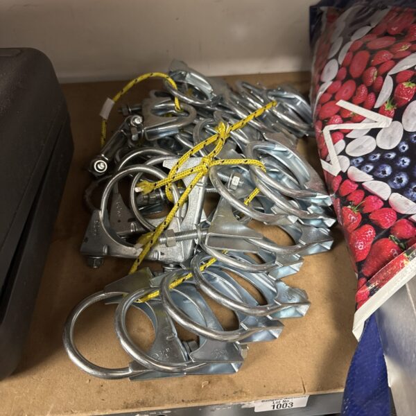 Assorted exhaust clamps for automotive exhaust systems.