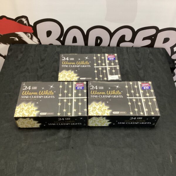 Box of LED Christmas star lights for festive holiday decorations.