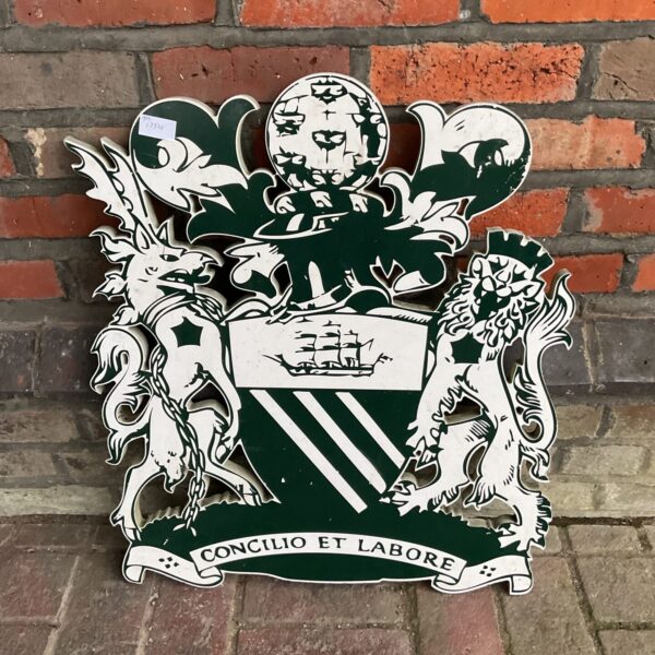 Large Manchester City crest panel, vintage football memorabilia.