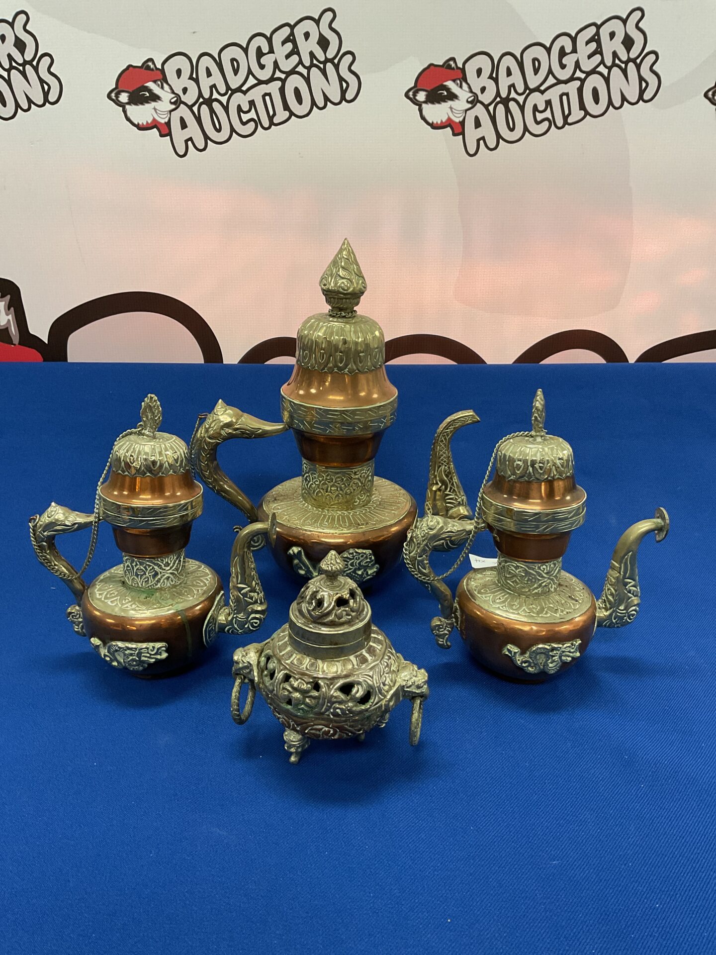 048 Vintage copper Tibetan coffee set