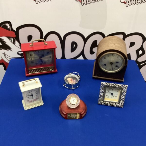 Vintage clock selection with various styles and designs.