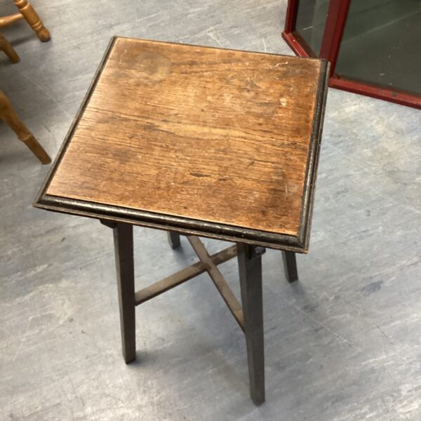 Vintage wooden occasion table with tripod legs.