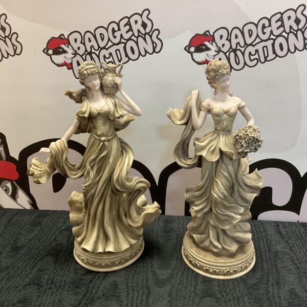 Regency Grecian lady figurines, a decorative antique pair.