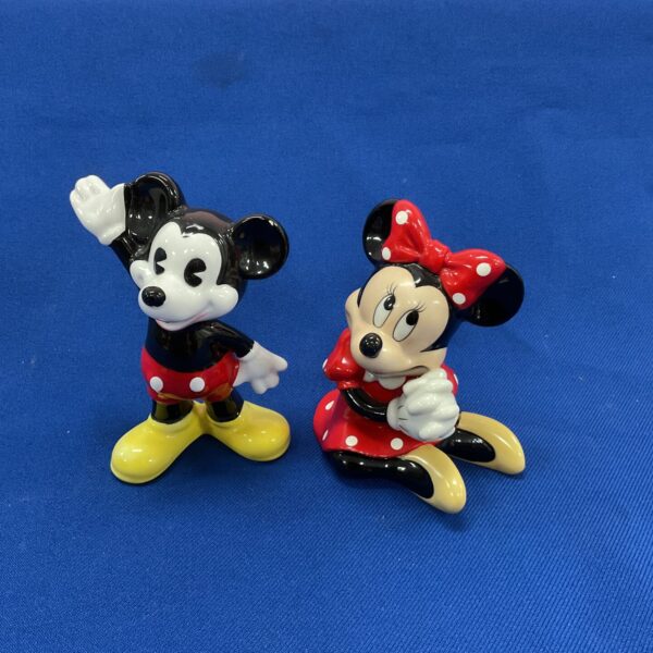 Vintage Disney Mickey and Minnie Mouse porcelain figurines from Japan.