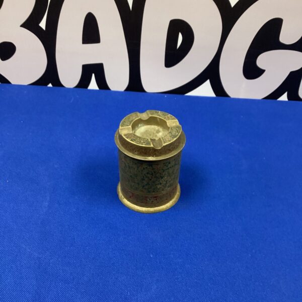 Intricate engraved Indian brass ashtray for collectors.