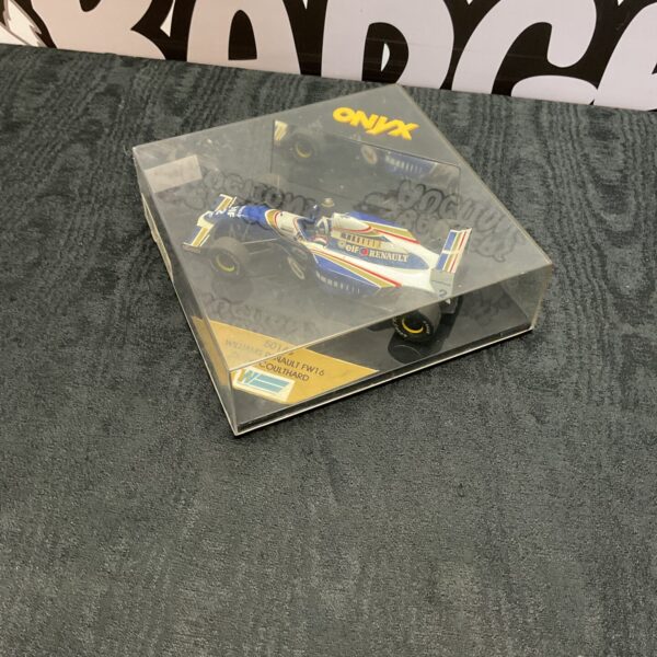 Onyx Williams Renault FW16 diecast model in display case