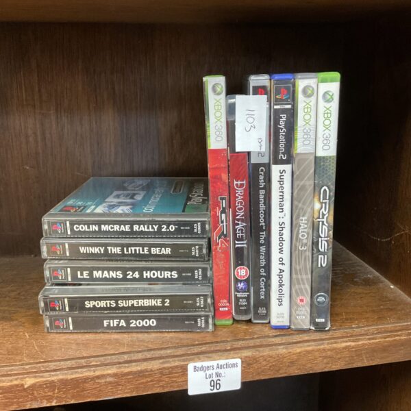 Selection of PlayStation and Xbox 360 video games for sale.