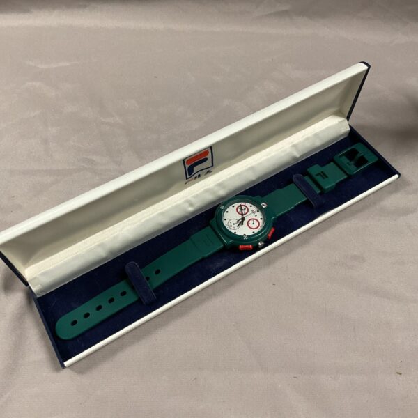 Vintage Fila sports watch in its original presentation case.