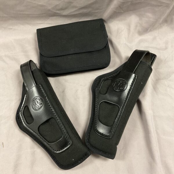 Cordura belt holster set for right-hand firearm and battery.