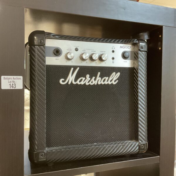 Marshall MG10CF guitar amplifier, front view, black finish.