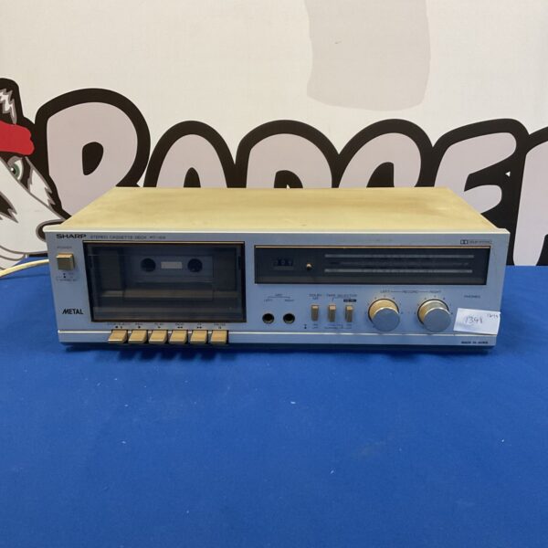 Vintage Sharp RT-100 Metal Series cassette deck, front view.