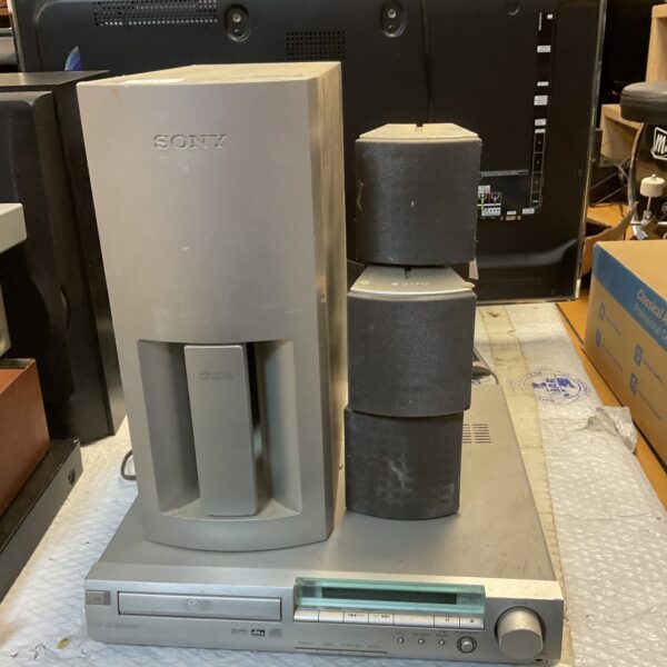 Vintage Sony surround sound system with DVD player component.