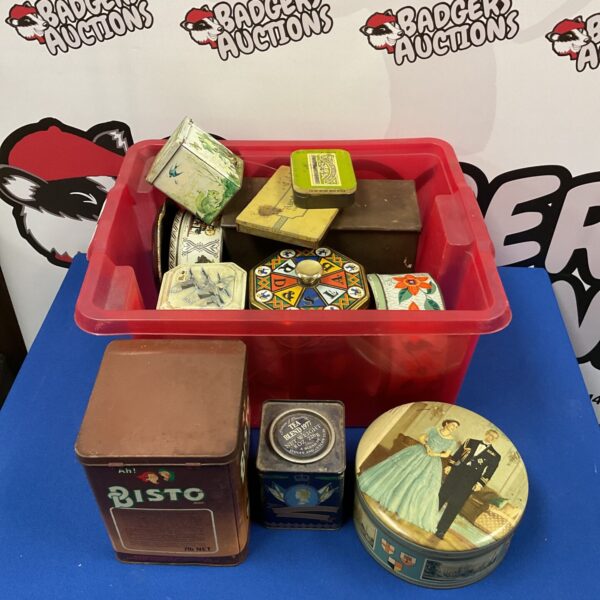 Vintage Bisto tin and collection of retro kitchen tins.