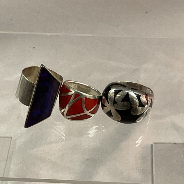 Vibrant purple stone set in 925 silver ring.