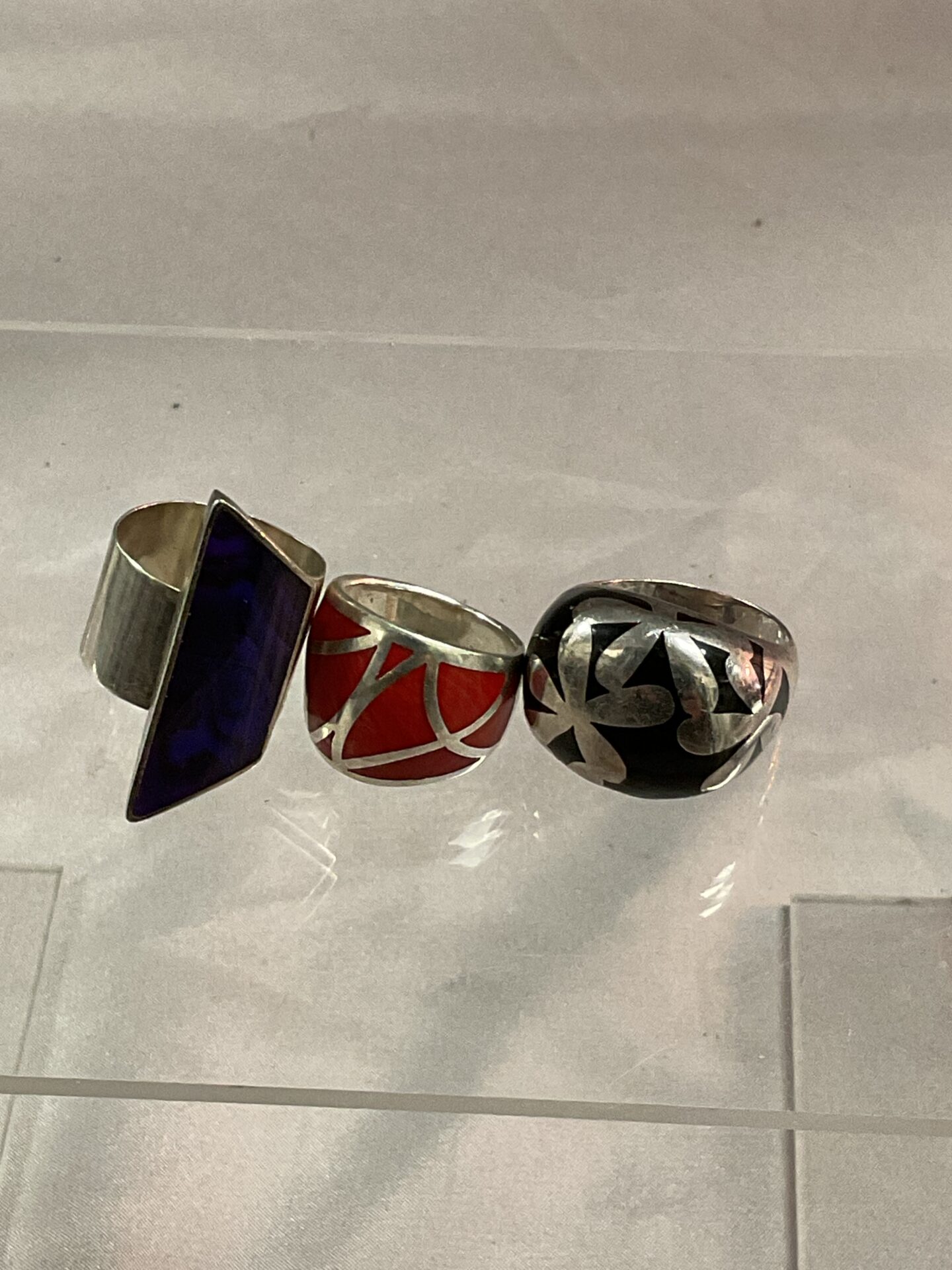826 Three 925 Silver stone set rings sizes L S