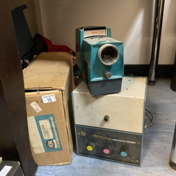 Vintage Kodak slide projector with Beseler Dichro colorhead for film photography.