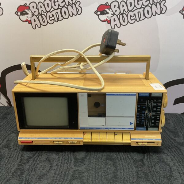 Front view of a vintage retro portable television.