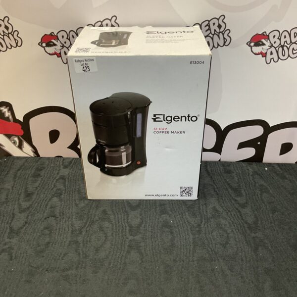 New Elgento 12 cup coffee maker in box, kitchen appliance.