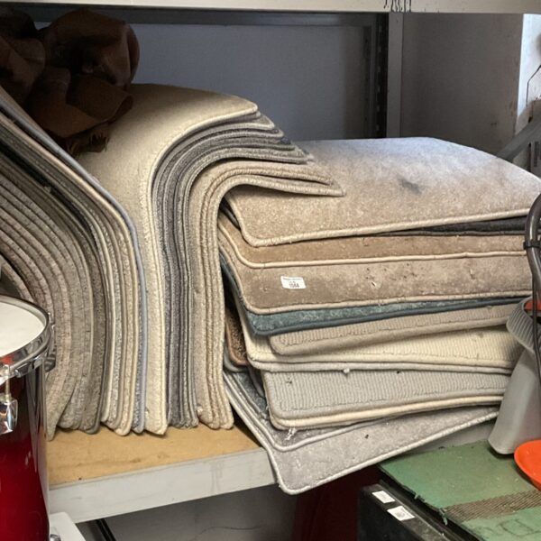 Lot of carpet right samples for flooring projects.