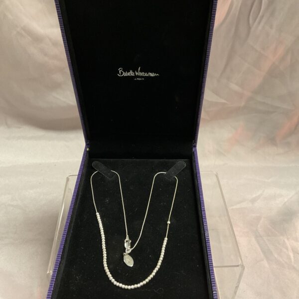 Elegant silver Babette Wasserman necklace with unique pendant.