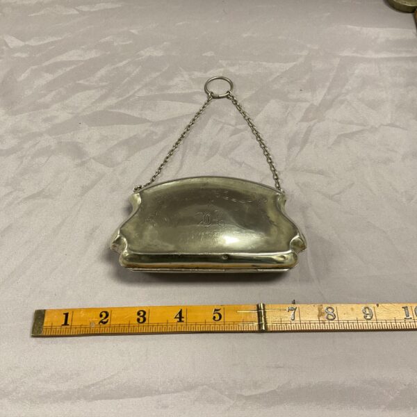 Vintage silverplate evening purse with silver chain detail.