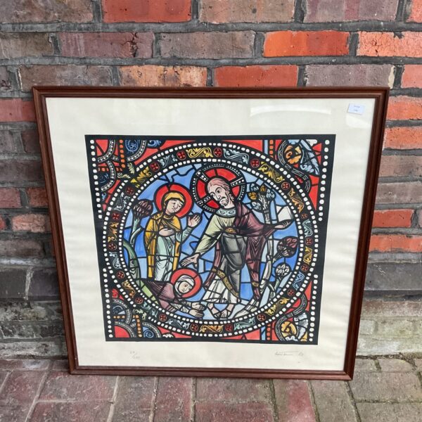 Vibrant limited edition stained glass window print, artist signed.