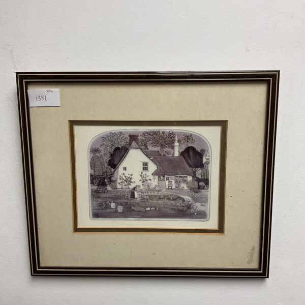 Framed Graham Clark print, "Parsnip Percy", depicting a gardener.