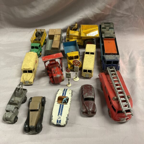 Vintage Dinky diecast vehicle lot, collectible toy cars and trucks.