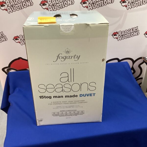 Fogarty all seasons 15 tog duvet, showing the packaging.