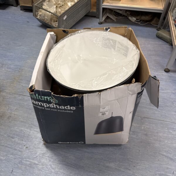 Two large Good Home Calume metal pendant lampshades in cardboard box.