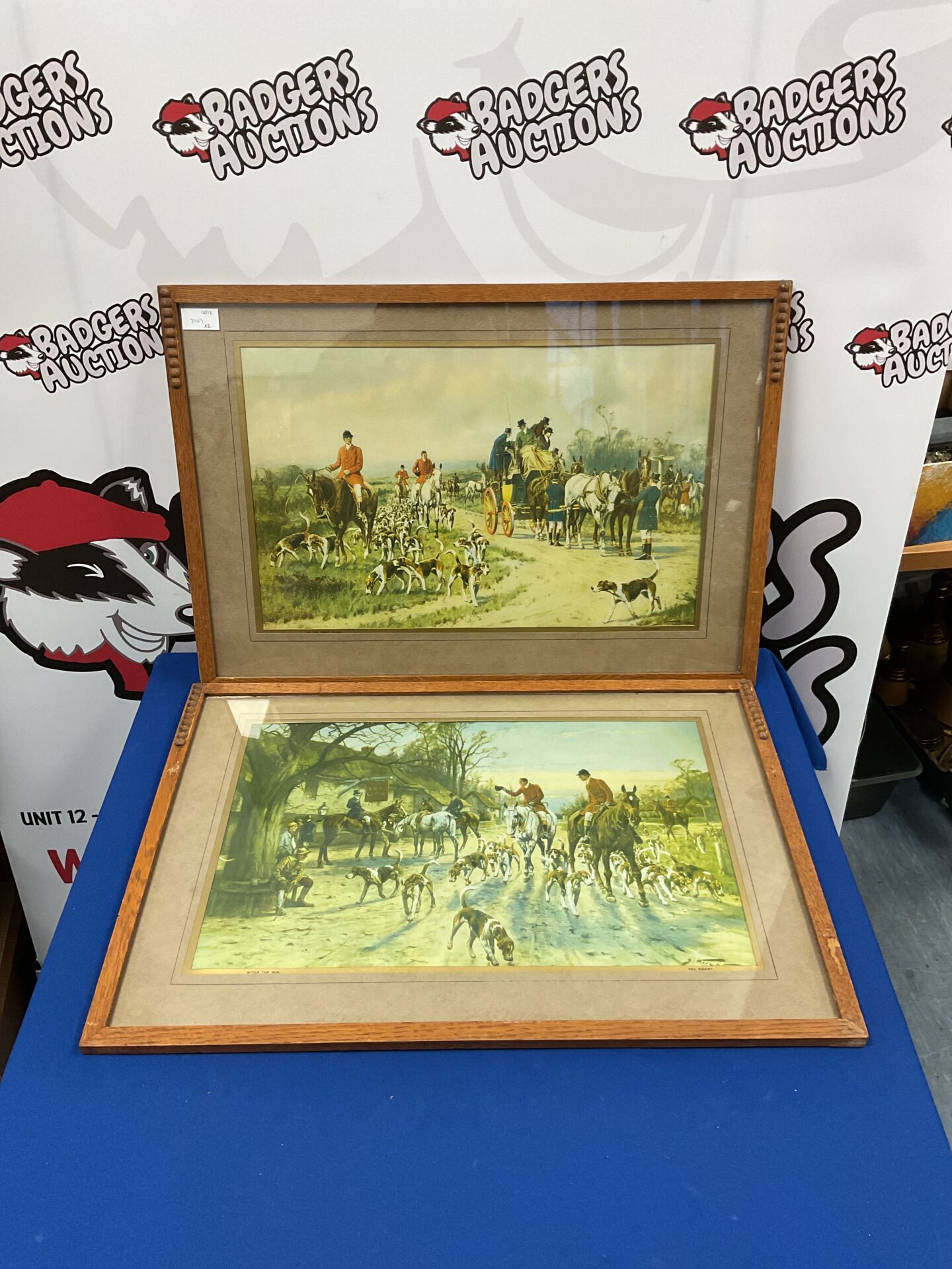 674 Pair of vintage geoff wright framed hunting prints