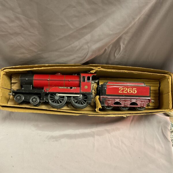 Vintage Bassett Locke Princess Elizabeth O gauge train in red livery.