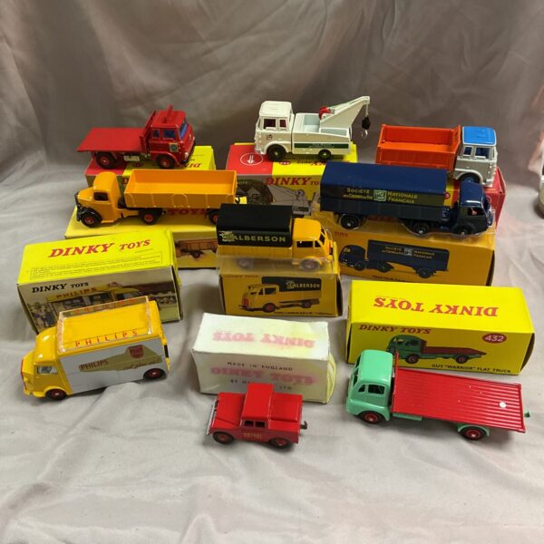 Vintage Dinky Toys diecast trucks and cars collection.
