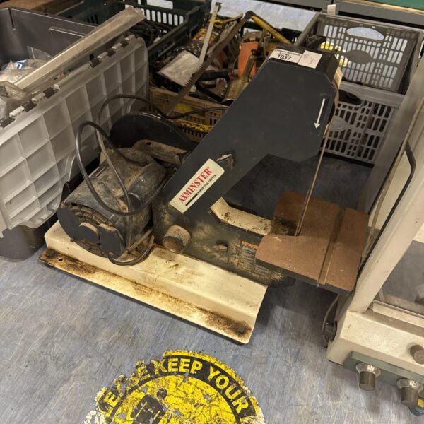 Vintage Axminster belt sander in a workshop setting.
