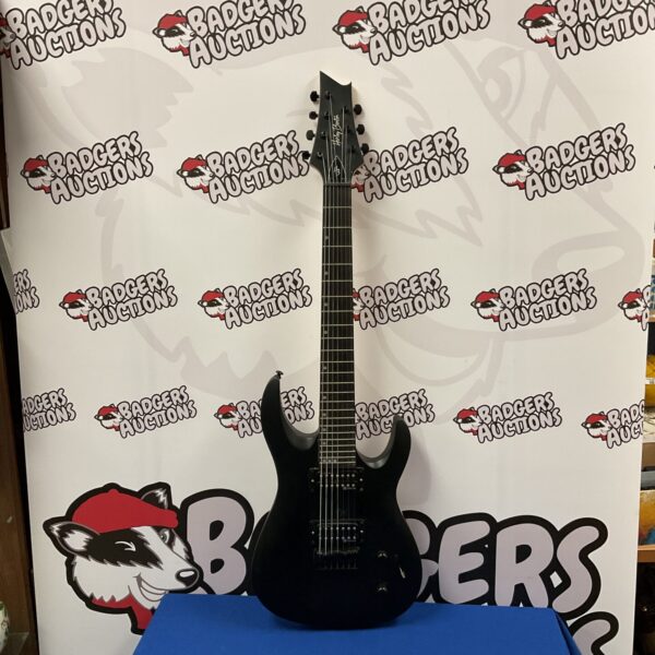 Black Harley Benton electric guitar for sale, musical instrument.