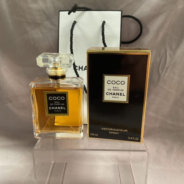 Vintage Coco Chanel Eau de Parfum 100ml bottle, classic designer fragrance.