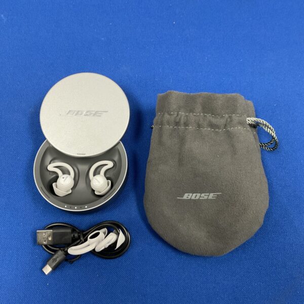 Close-up of Bose Sleepbuds II wireless earbuds in charging case.