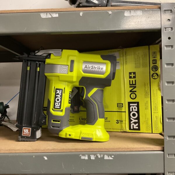 Ryobi 18v One+ cordless brad nailer for DIY projects.